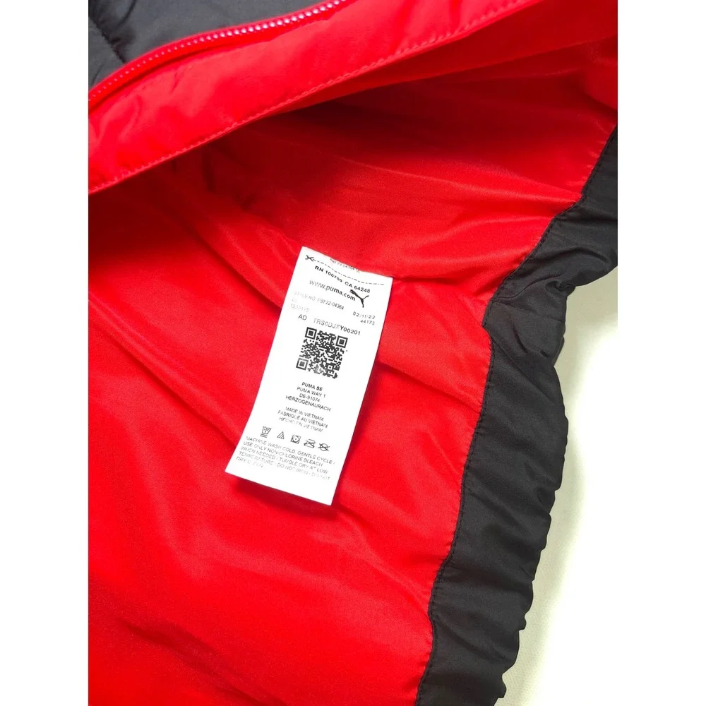 Puma Kids Puffer Vest Red Black Colorblock Insulated Zip Up XS 5/6 P8F22-04364